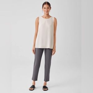 Eileen Fisher Washable Stretch Crepe Pant Slim Fit Ankle Length Gray Casual S